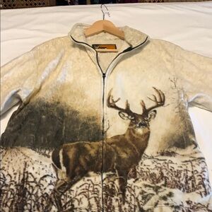 Deer Print Zip-Up Jacket